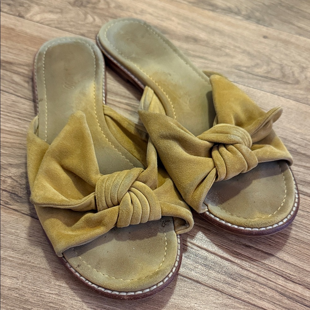 Madewell Mustard Knotted Slide Sandals